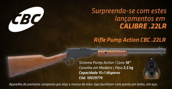 Rifle CBC Pump Action 22 Lr - Coronha Madeira - 15+1 Cano 18'' - Imagem 5