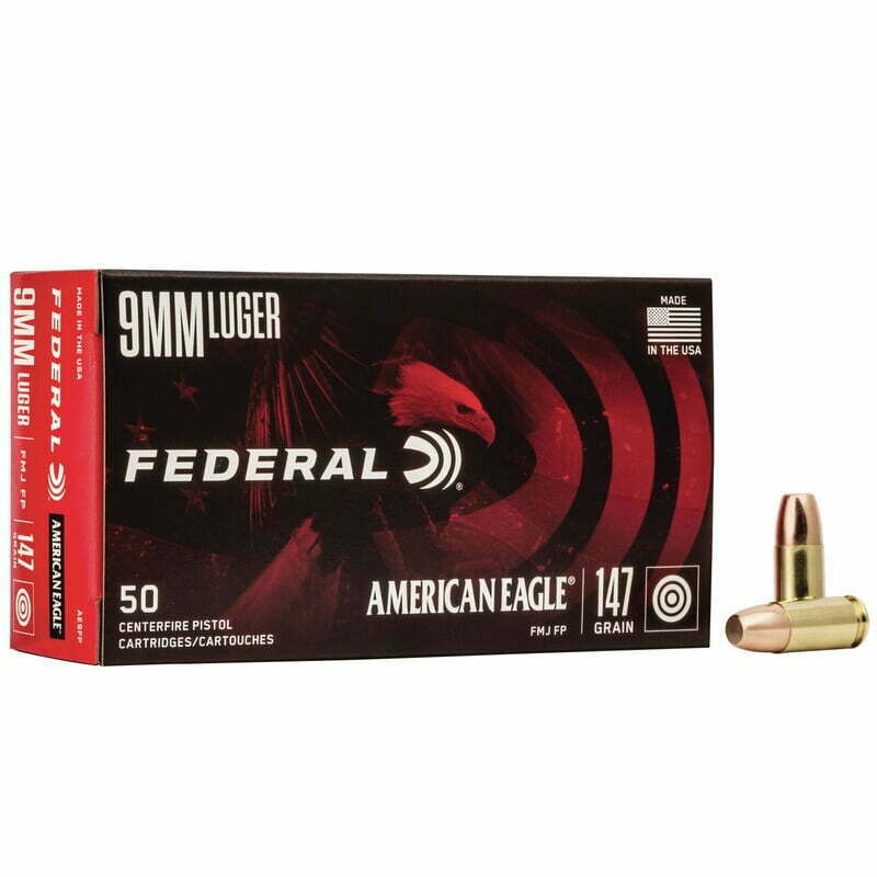 Munição FEDERAL AMERICAN EAGLE 9MM LUGER 147GR FMJ FP – Cx 50